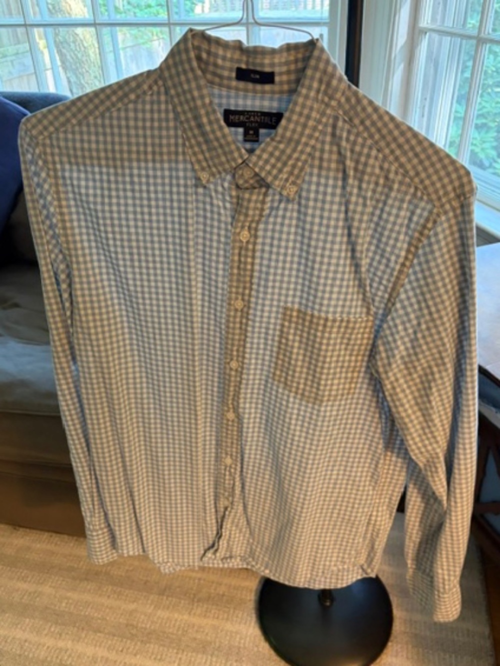 J Crew Mercantile Button down, Medium, Light blue and white gingham